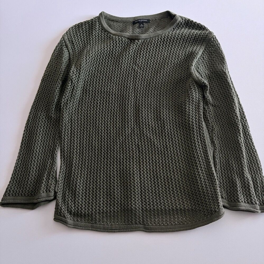 Banana Republic Women’s Open Stitch Knit Sweater Vegan Green Size Medium - Picture 2 of 12